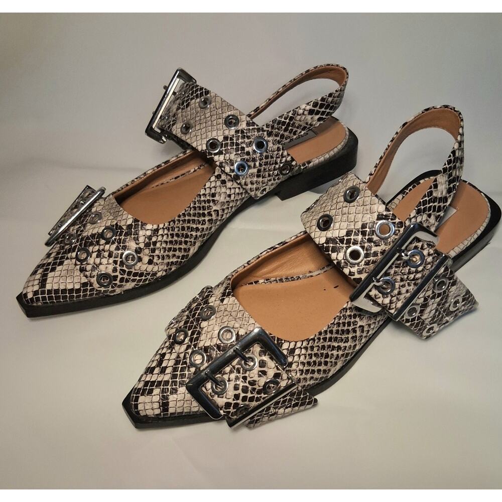 Steve Madden Graya Snake Print Slingback Flats - Size 7 -